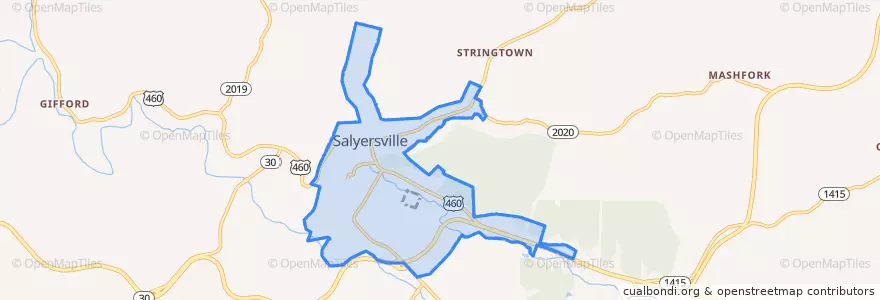 Mapa de ubicacion de Salyersville.