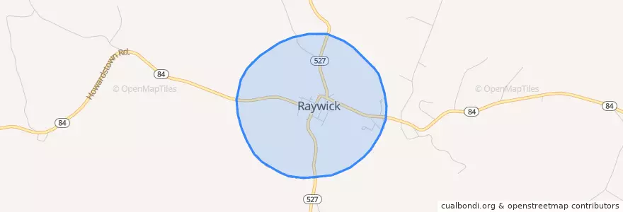 Mapa de ubicacion de Raywick.