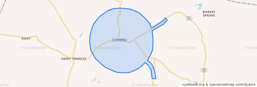 Mapa de ubicacion de Loretto.
