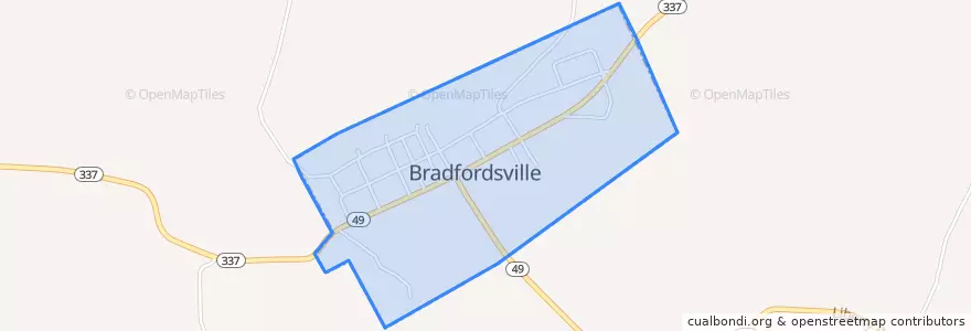 Mapa de ubicacion de Bradfordsville.
