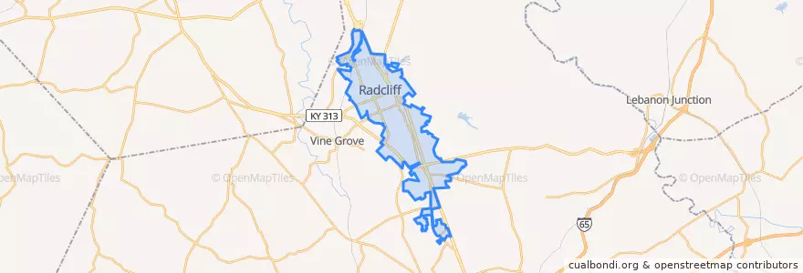 Mapa de ubicacion de Radcliff.