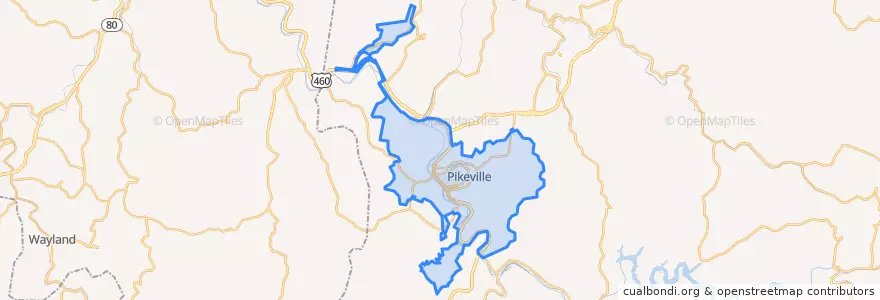 Mapa de ubicacion de Pikeville.