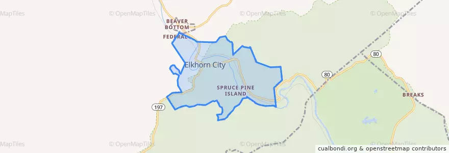 Mapa de ubicacion de Elkhorn City.