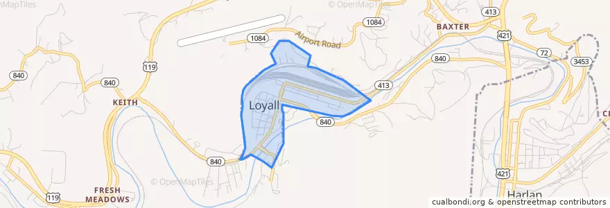 Mapa de ubicacion de Loyall.