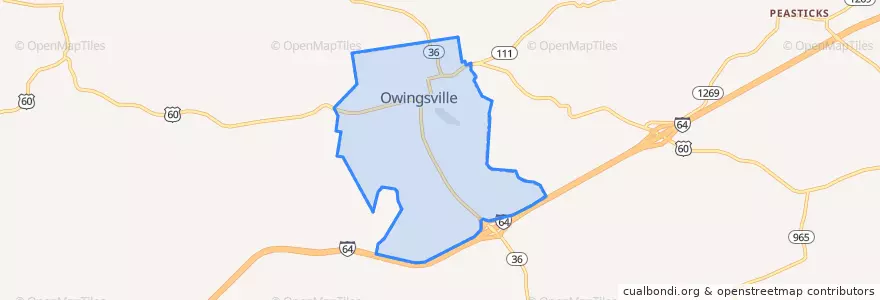Mapa de ubicacion de Owingsville.