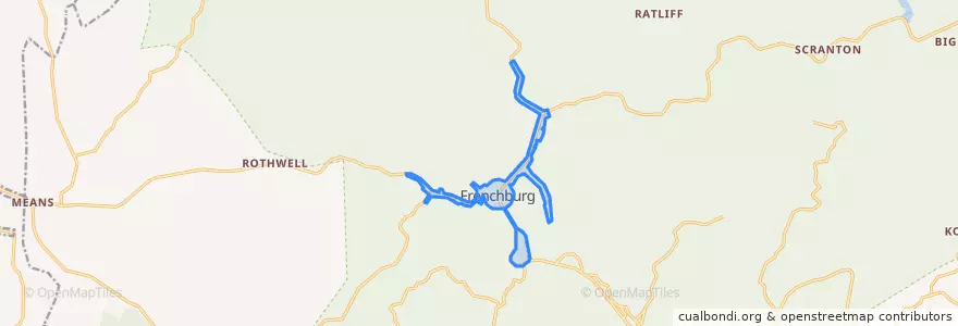 Mapa de ubicacion de Frenchburg.