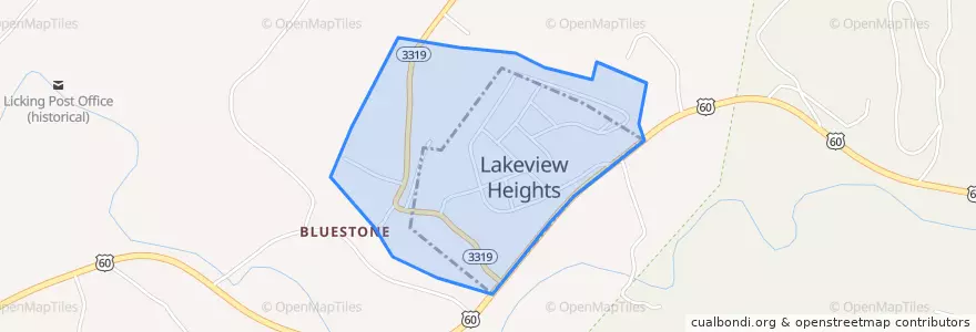 Mapa de ubicacion de Lakeview Heights.