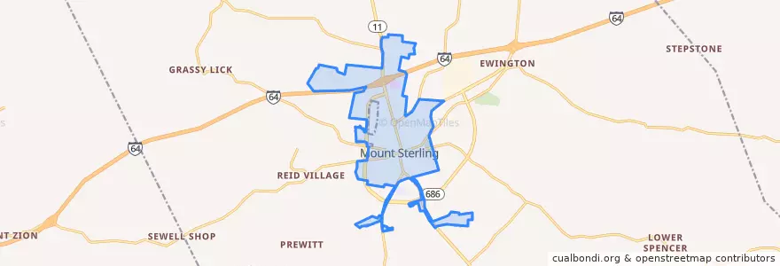 Mapa de ubicacion de Mount Sterling.