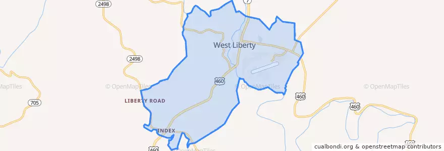 Mapa de ubicacion de West Liberty.
