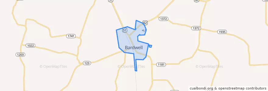 Mapa de ubicacion de Bardwell.