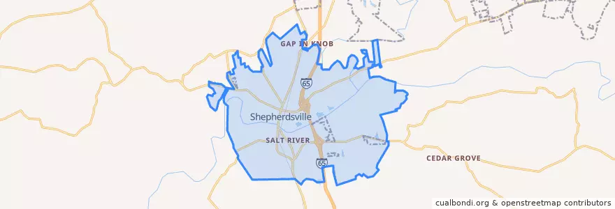 Mapa de ubicacion de Shepherdsville.