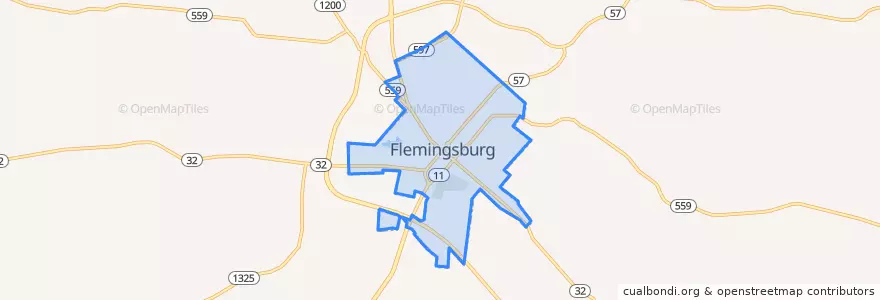 Mapa de ubicacion de Flemingsburg.