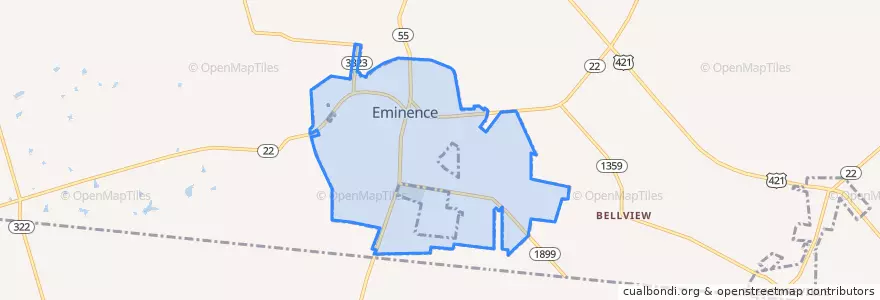 Mapa de ubicacion de Eminence.
