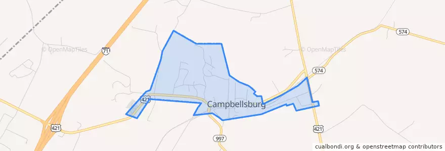 Mapa de ubicacion de Campbellsburg.