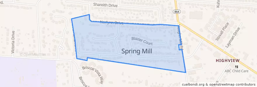 Mapa de ubicacion de Spring Mill.
