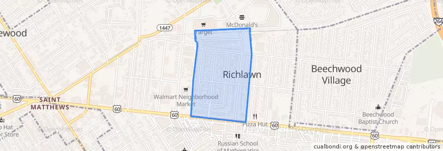 Mapa de ubicacion de Richlawn.