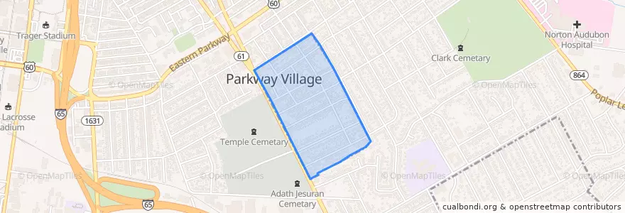 Mapa de ubicacion de Parkway Village.