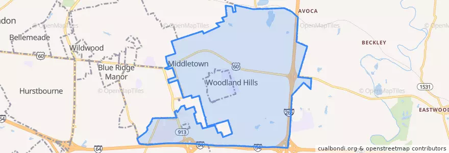 Mapa de ubicacion de Middletown.