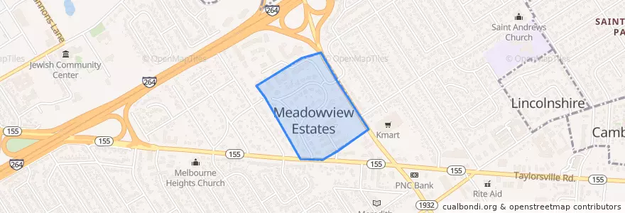 Mapa de ubicacion de Meadowview Estates.