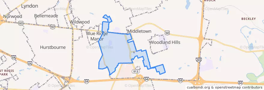 Mapa de ubicacion de Douglass Hills.