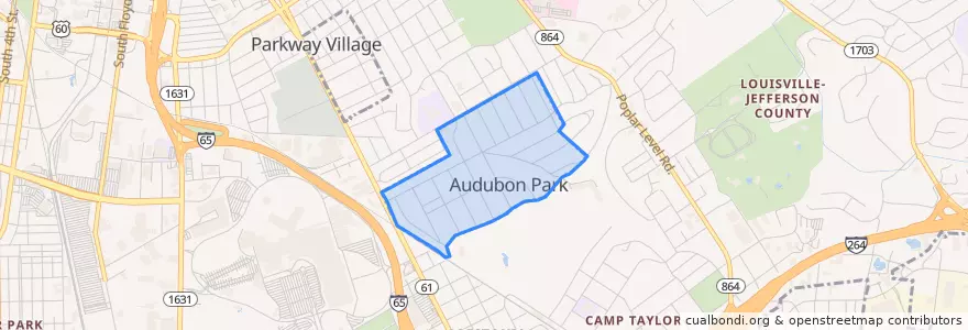 Mapa de ubicacion de Audubon Park.