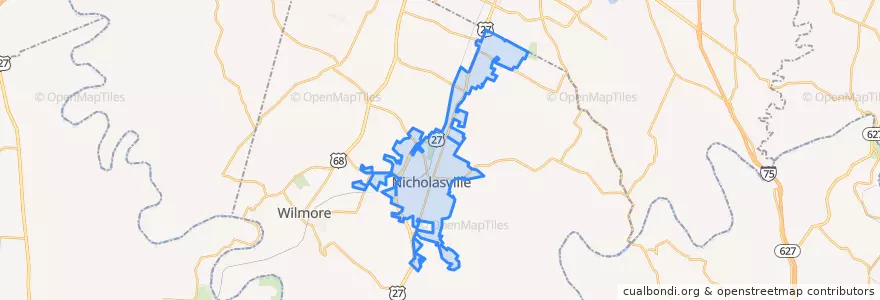 Mapa de ubicacion de Nicholasville.