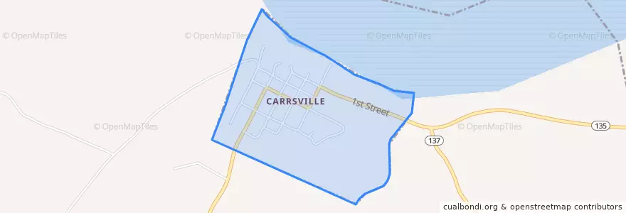 Mapa de ubicacion de Carrsville.