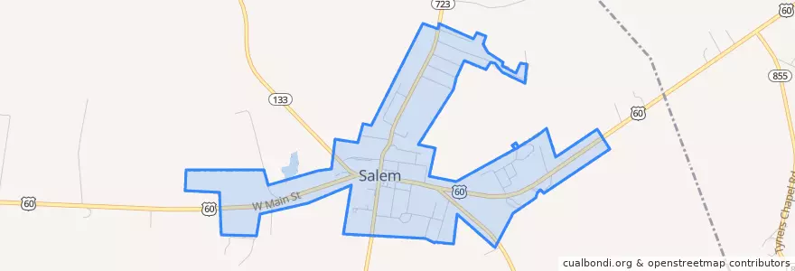 Mapa de ubicacion de Salem.