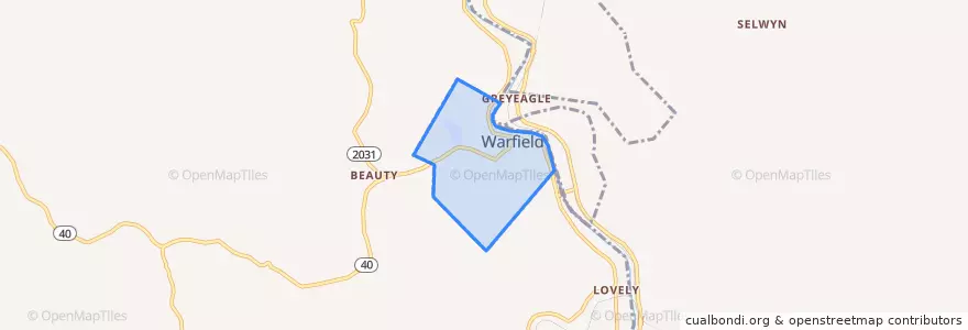 Mapa de ubicacion de Warfield.