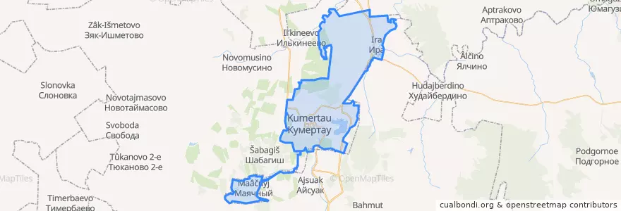 Mapa de ubicacion de городской округ Кумертау.
