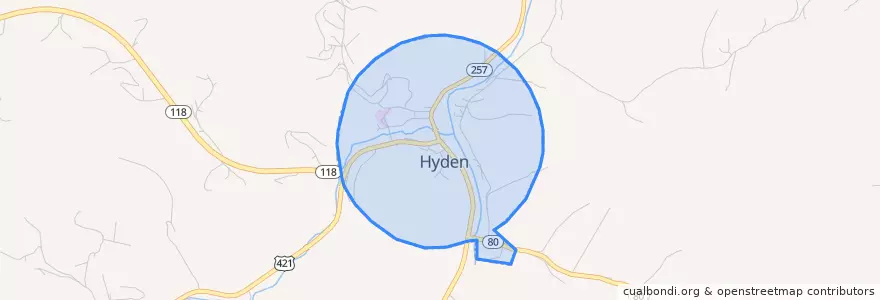 Mapa de ubicacion de Hyden.