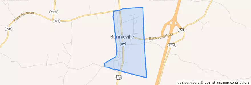 Mapa de ubicacion de Bonnieville.