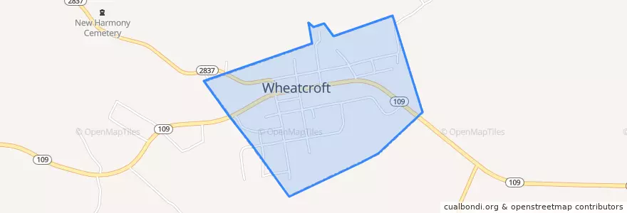 Mapa de ubicacion de Wheatcroft.