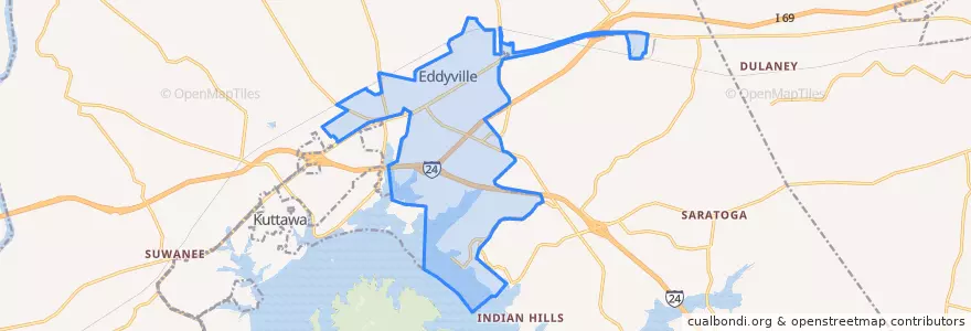 Mapa de ubicacion de Eddyville.