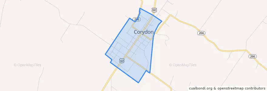 Mapa de ubicacion de Corydon.
