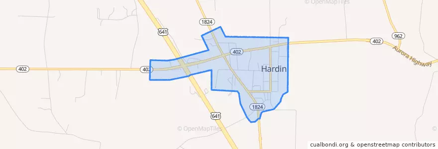 Mapa de ubicacion de Hardin.