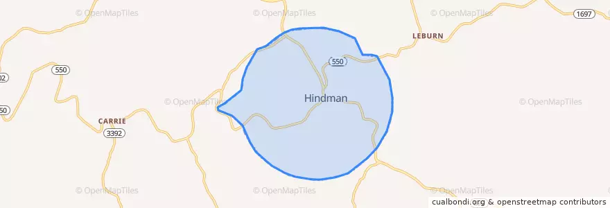 Mapa de ubicacion de Hindman.