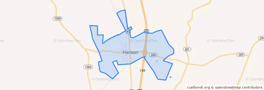 Mapa de ubicacion de Hanson.