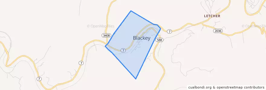 Mapa de ubicacion de Blackey.