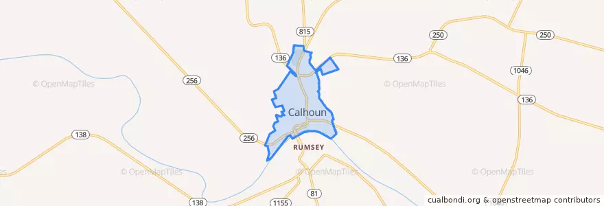 Mapa de ubicacion de Calhoun.