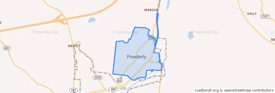 Mapa de ubicacion de Powderly.