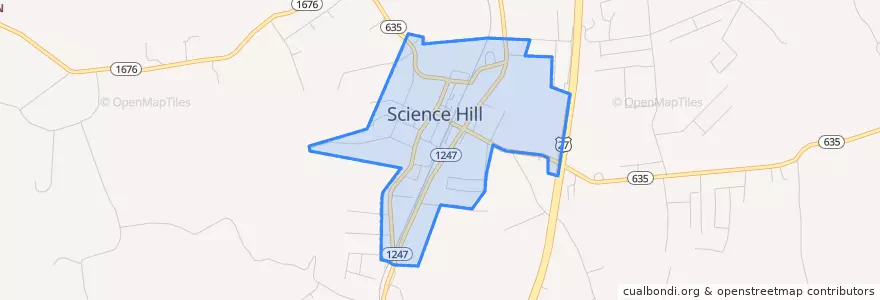 Mapa de ubicacion de Science Hill.
