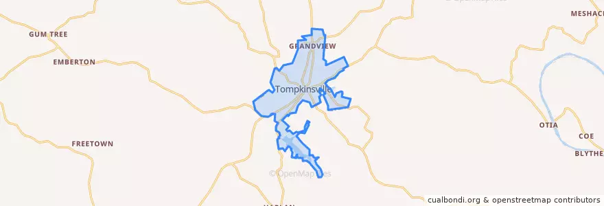 Mapa de ubicacion de Tompkinsville.