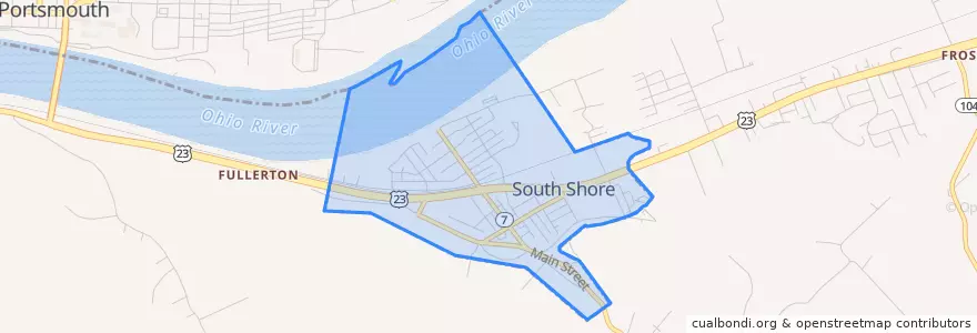 Mapa de ubicacion de South Shore.