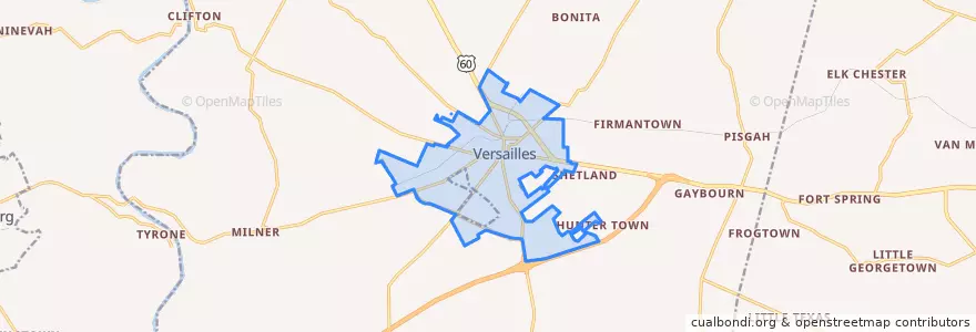 Mapa de ubicacion de Versailles.