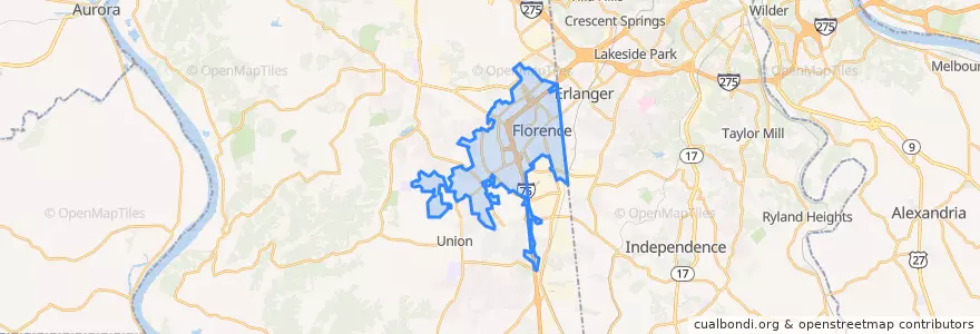 Mapa de ubicacion de Florence.