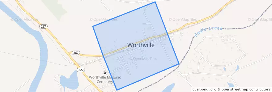 Mapa de ubicacion de Worthville.