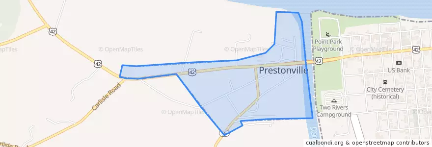 Mapa de ubicacion de Prestonville.