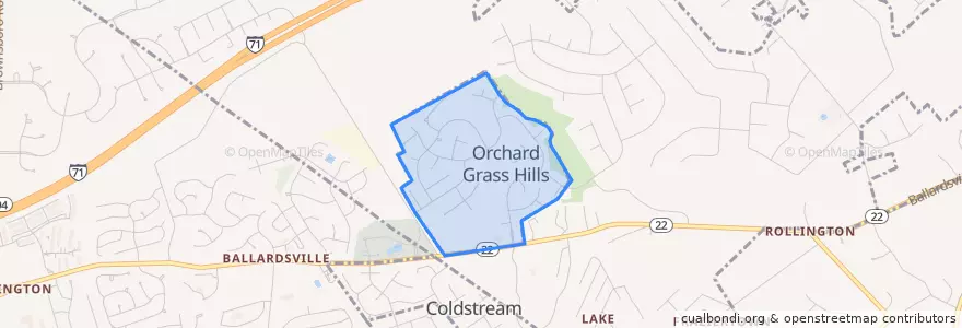 Mapa de ubicacion de Orchard Grass Hills.