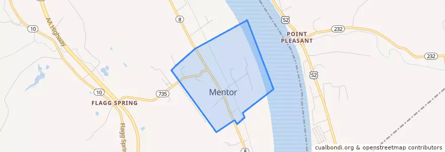 Mapa de ubicacion de Mentor.